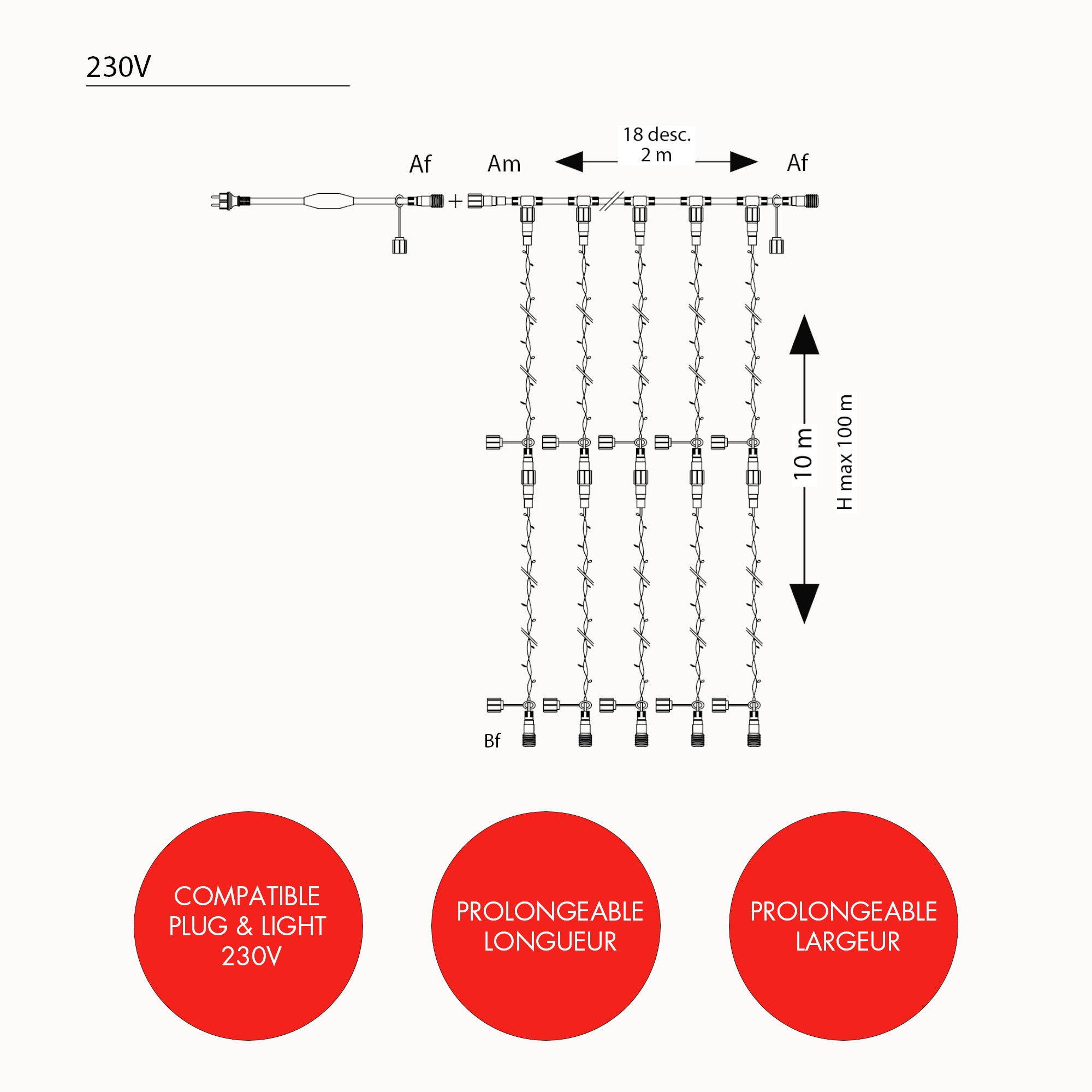 Rideau scintillant H10 x L2m - 230V